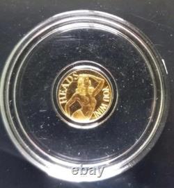 Gold 1/4 Gram Round Coin Heads You Win Tails You Win, in Capsule