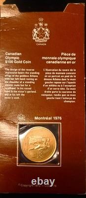 Gold $100 1976 Canadian Montreal Olympics 14K Coin 13.3375 Grams, in Mint Card
