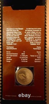 Gold $100 1976 Canadian Montreal Olympics 14K Coin 13.3375 Grams, in Mint Card