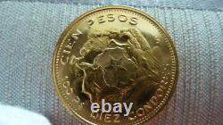 Gold 100 Pesos Chile 1960 Brilliant Uncirculated Coin Heavy 20.033 Grams Gold