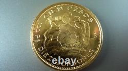 Gold 100 Pesos Chile 1960 Brilliant Uncirculated Coin Heavy 20.033 Grams Gold
