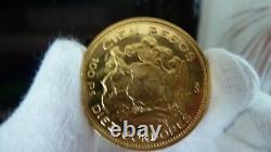 Gold 100 Pesos Chile 1960 Brilliant Uncirculated Coin Heavy 20.033 Grams Gold