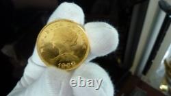 Gold 100 Pesos Chile 1960 Brilliant Uncirculated Coin Heavy 20.033 Grams Gold
