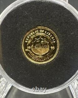 Gold 1995 Republic of Liberia $20 JFK Proof 1.24 G. 999