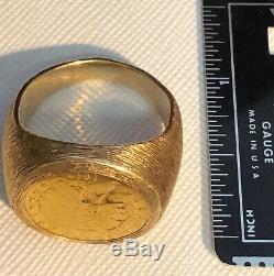 Gold $2.50 Coin Ring 1914 Indian Qtr. Eagle 26.7 Grams Size 12, 14 & 22 Kt-nice