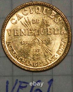 Gold CACIQUE DE VENEZUELA TIUNA Chief Indian GOLD Coin TOKEN 3 Grams 90%