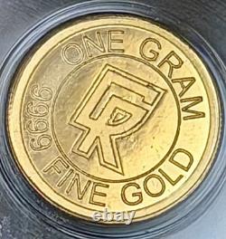Gold Clean Ripz 1 Gram. 999 Fine Gold Coin Round MS70PL