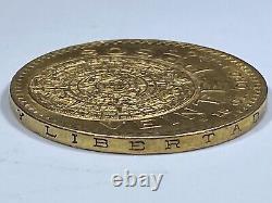 Gold Coin 1918 Mexican Veinte 20 Pesos 16.66 Grams AU/BU. 4823 T. Oz. Oro Puro