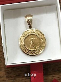 Gold Coin 2006 1/10 Ounce Gold Eagle Coin (Greco Roman) Bezel Pendant 7.7Grams