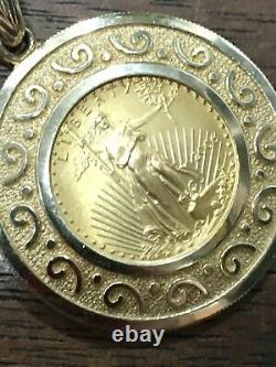 Gold Coin 2006 1/10 Ounce Gold Eagle Coin (Greco Roman) Bezel Pendant 7.7Grams