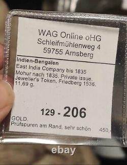 Gold Coin Bengal Presidency 1835 jwellers token private mint 11.22 grams