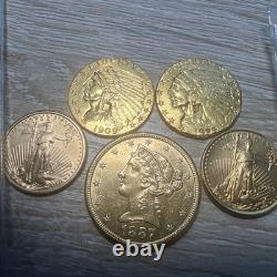 Gold Coin Lot 7PC Not Graded Rare Mintage 20+ Grams