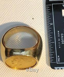 Gold Coin Ring $2.5 1928 Indian Qtr. Eagle 18.8 Grams Size 12.5 And Top Quality