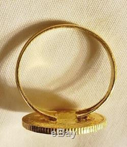 Gold Coin Ring Turkey Turkish 50 Kurush Piastres 22K Gold 5.8 Grams