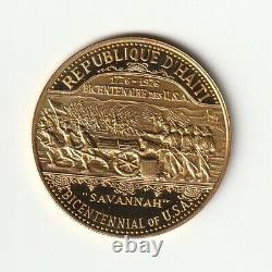 Gold Haiti 1000 Gourdes 1974 Savannah Battle, 32mm in diameter and 13 grams