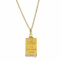 Gold Ingot 5-gram Pendant Necklace Gold