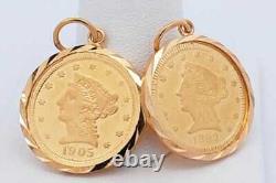 Gold Liberty Coin Earrings In 22k Yellow Gold Settings 9.81 Grams Eb1024rxzsa