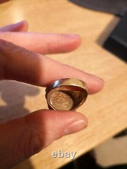 Gold Mexican 2 Peso Coin Ring mounted in 9ct Gold, 8.55 grams, Size Q 1/2