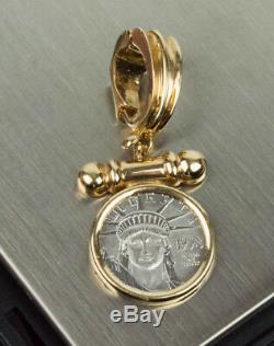 Gorgeouos 1998 1/10th Oz U. S. Platinum Coin Mounted In 14k Gold Pendant 7.3 Gram