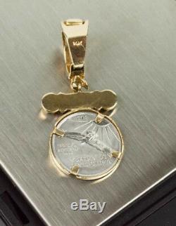 Gorgeouos 1998 1/10th Oz U. S. Platinum Coin Mounted In 14k Gold Pendant 7.3 Gram