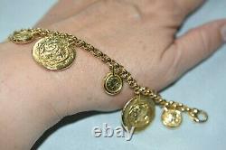 Gorgeous! Vintage 14K Gold ITALY 20 Gram Roman Coin Charm Lobster Clasp Bracelet