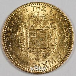 Greece 1884 A Greece 20 Drachmai 6.45 Gram Gold Coin George I Choice UNC/BU