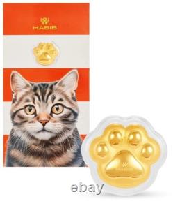 HABIB 999.9 Fine Gold Wafer 0.20g Limited Cat Design Pure Investment Gold