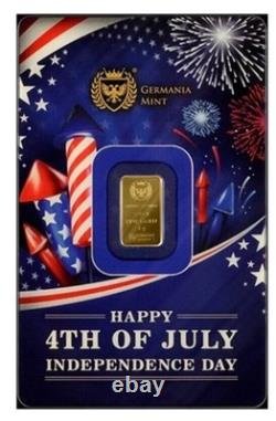 HAPPY INDEPENDENCE DAY? 4th Of July 1g Gold Coin Germania Mint