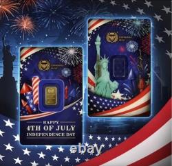 HAPPY INDEPENDENCE DAY? 4th Of July 1g Gold Coin Germania Mint