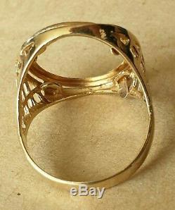 Hallmarked 9ct Gold Half Sovereign Ring, minus the Coin. Size Y. 4.42grams