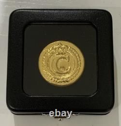 Hand Poured 24K Gold Round 1.36 Troy Ounces Crowned C Monogram Coin