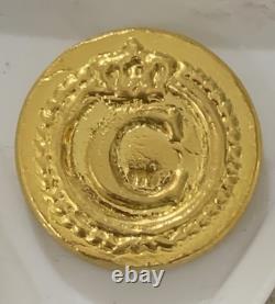 Hand Poured 24K Gold Round 1.36 Troy Ounces Crowned C Monogram Coin