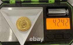 Hand Poured 24K Gold Round 1.36 Troy Ounces Crowned C Monogram Coin