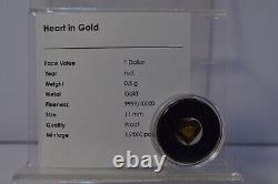 Heart In Gold $1 Dollar Proof Republic Of Palau 1/2 Gram. 9999 Fine Gold Coin