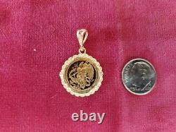 Isle Of Man Angel 1/ 10 Oz Gold Coin Pendant In 10 K Gold Weightd 5.4 Grams