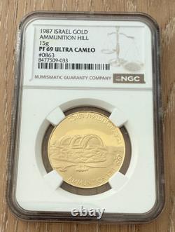Israel 1987 Gold 15 Gram Medal NGC PF69UC Ammunition Hill