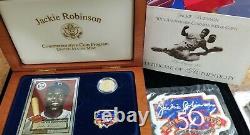 Jackie Robinson 50th Anniversary Commemorative $5 Gold Coin With OMP & COA