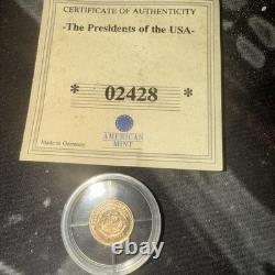 John F. Kennedy Half Gram $10 Liberia Gold Coin Certified Key Of Authenticity