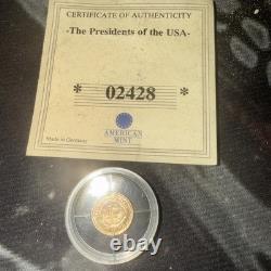 John F. Kennedy Half Gram $10 Liberia Gold Coin Certified Key Of Authenticity