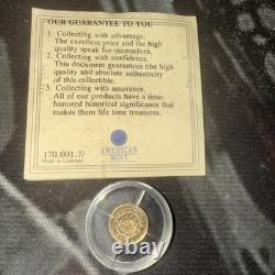 John F. Kennedy Half Gram $10 Liberia Gold Coin Certified Key Of Authenticity
