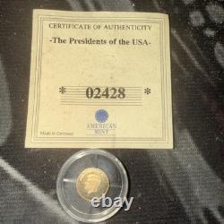 John F. Kennedy Half Gram $10 Liberia Gold Coin Certified Key Of Authenticity