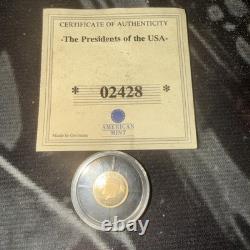 John F. Kennedy Half Gram $10 Liberia Gold Coin Certified Key Of Authenticity