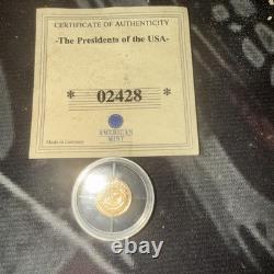 John F. Kennedy Half Gram $10 Liberia Gold Coin Certified Key Of Authenticity