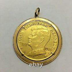 John and Robert Kennedy 90% Gold Commemorative Coin 18K Pendent Frame 18.9 Gram