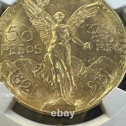 Key Date Mexico 1931 Gold 41.66 Gram Ngc Ms 62 1.2057 Oz Agw Gold 50 Peso