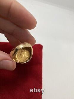 Krugerrand 1984 coin gold 1/10 Oz-Yellow 14 Kt Gold. Size 9.5? , 12 Grams
