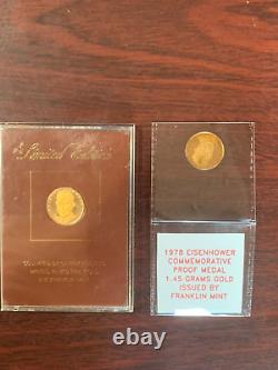 LOT OF (2) 1978 Franklin Mint Dwight D Eisenhower Proof. 500 Gold Medals