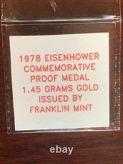 LOT OF (2) 1978 Franklin Mint Dwight D Eisenhower Proof. 500 Gold Medals