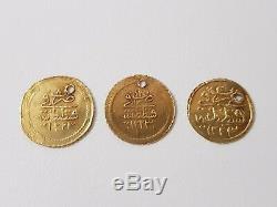 LOT of 3pcs. SMALL OTTOMAN GOLD TURKISH TURKEY ISLAMIC COINS VERY RARE 2.15gram