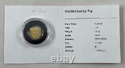 LUCKY GOLDEN PIG 4 Leaf Clover. 9999 Gold. 5g Coin Limited Republic of Palau COA
